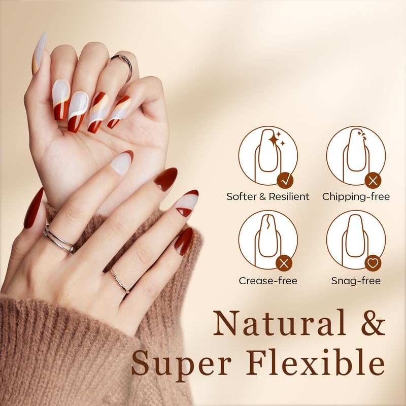 Modelones Long Coffin Nail Tips - 500Pcs Pre-shaped Half Matte Full Cover Fake Nails Gel Tips