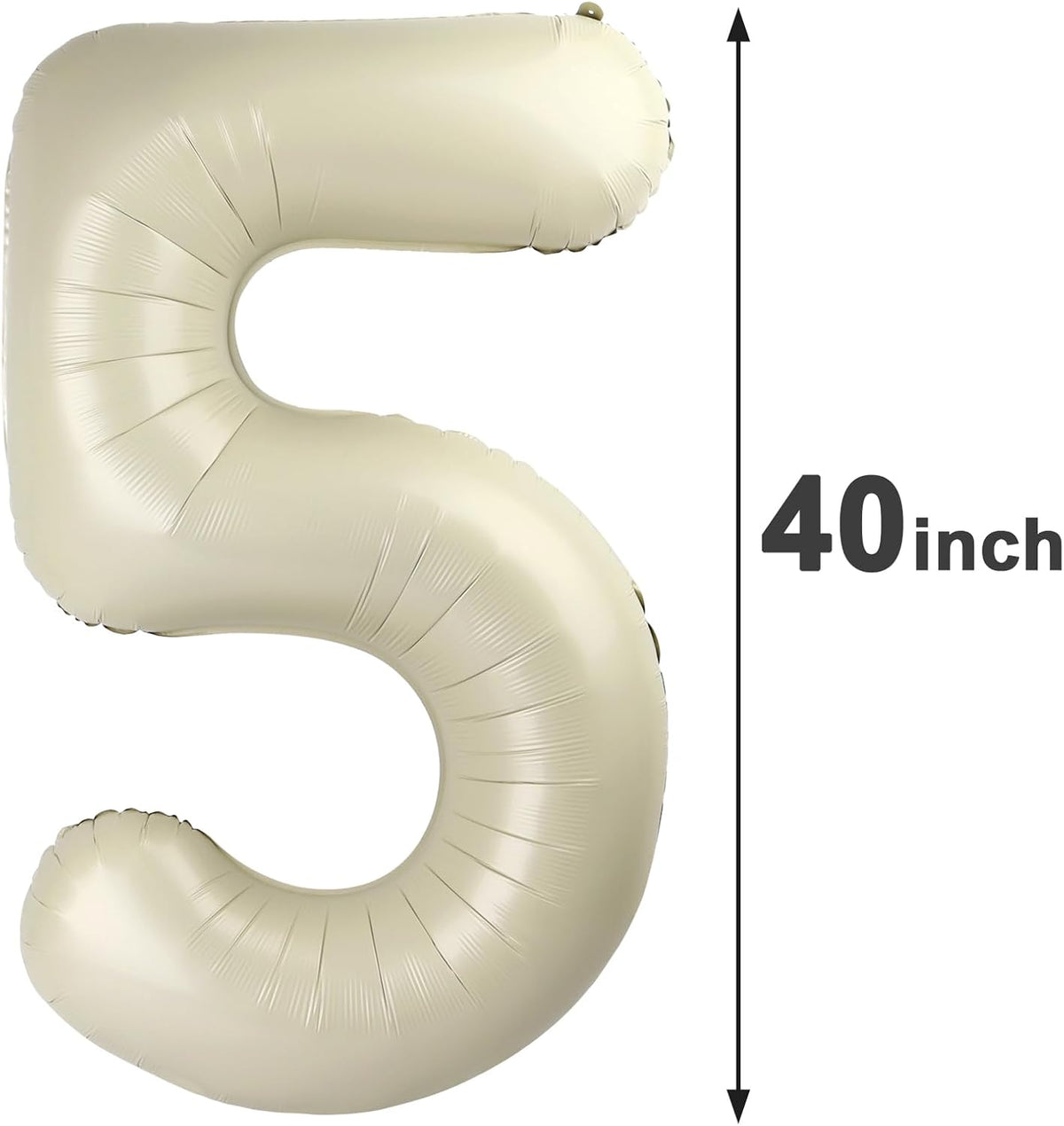 Cream White 5 Number Balloon 40 Inch Large Birthday Balloon, Five 5th 15 25 35 50 55 Birthday