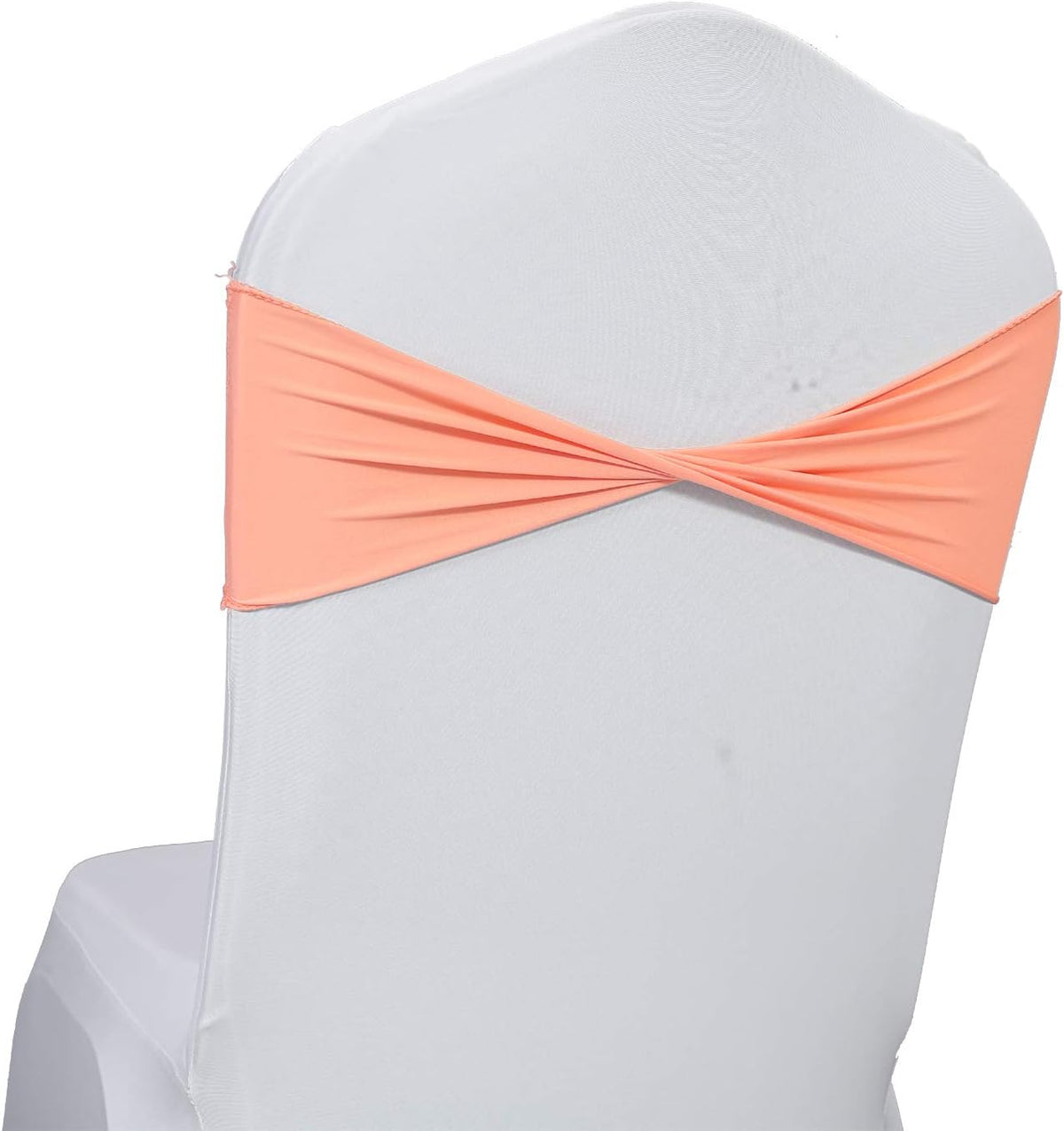 VDS Pack of 50 PCS | Peach | Spandex Chair Sashes Bows Without Buckle | Stretch Elastic Banquet
