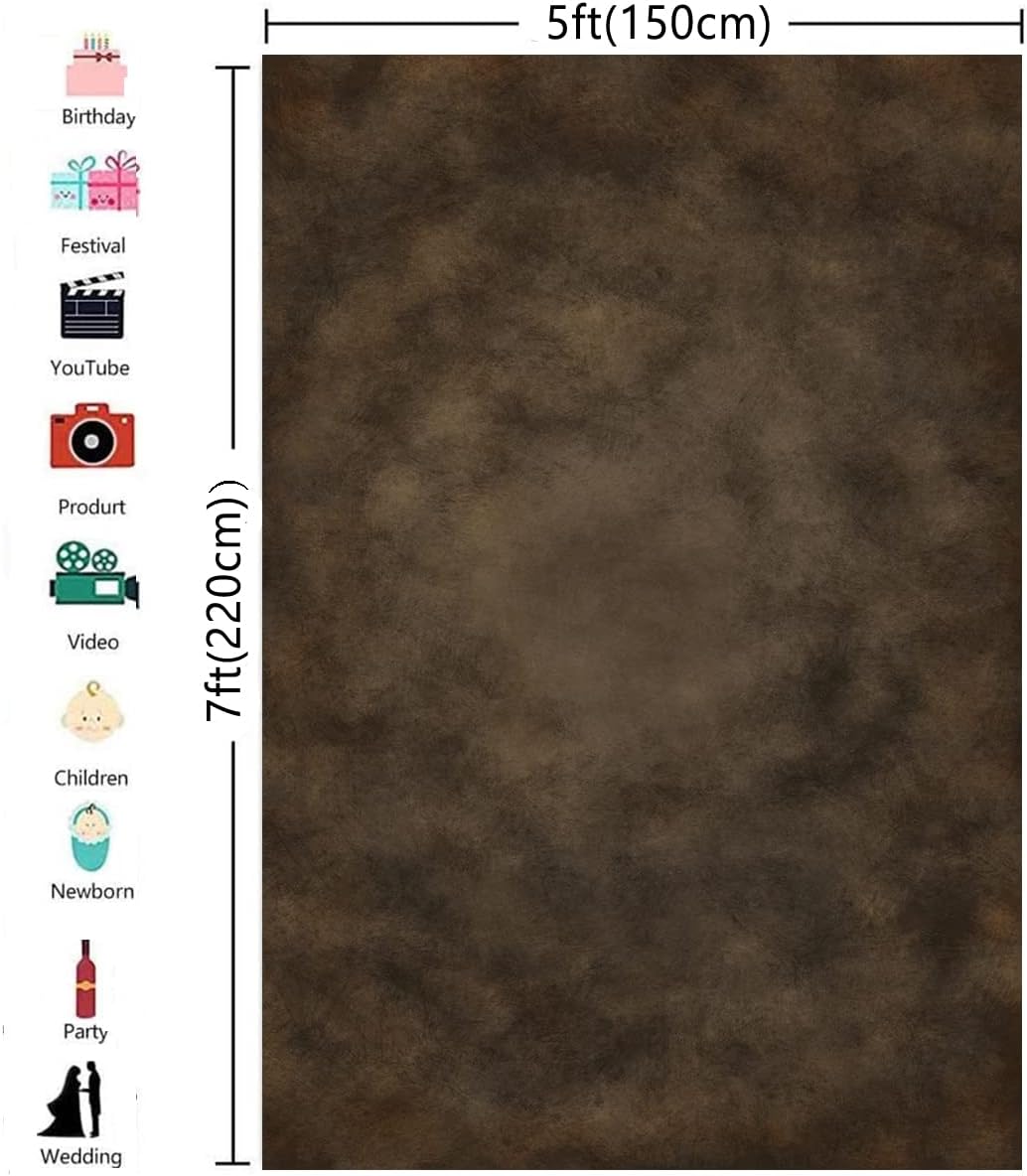 5x7ft Dark Brown Mottled Texture Photography Backdrop for Portrait Photo Studio Prop Abstract
