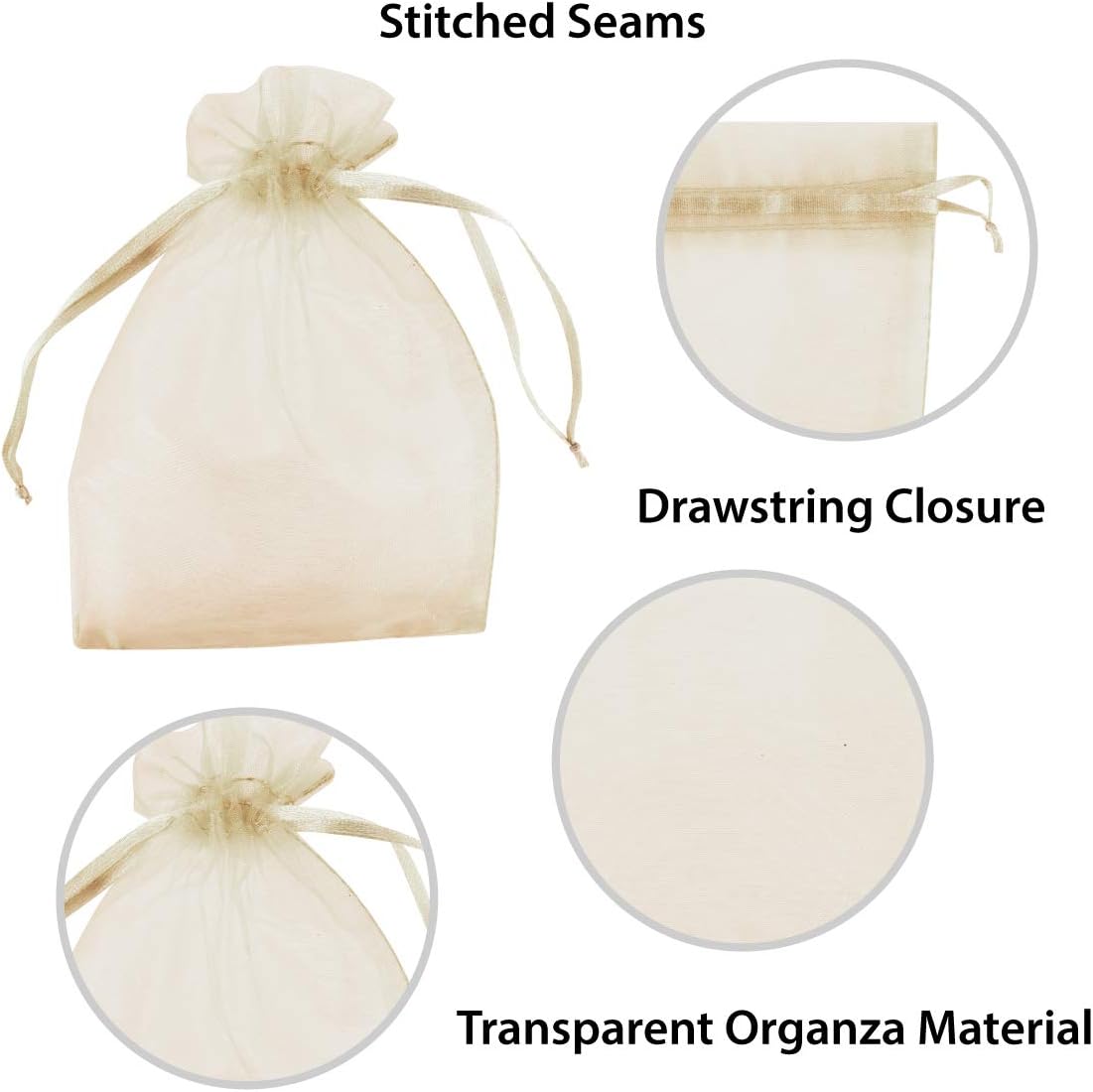 Super Z Outlet 100 Pack 5x7 Inch Mini Sheer Drawstring Organza Transparent Bags Jewelry Sack