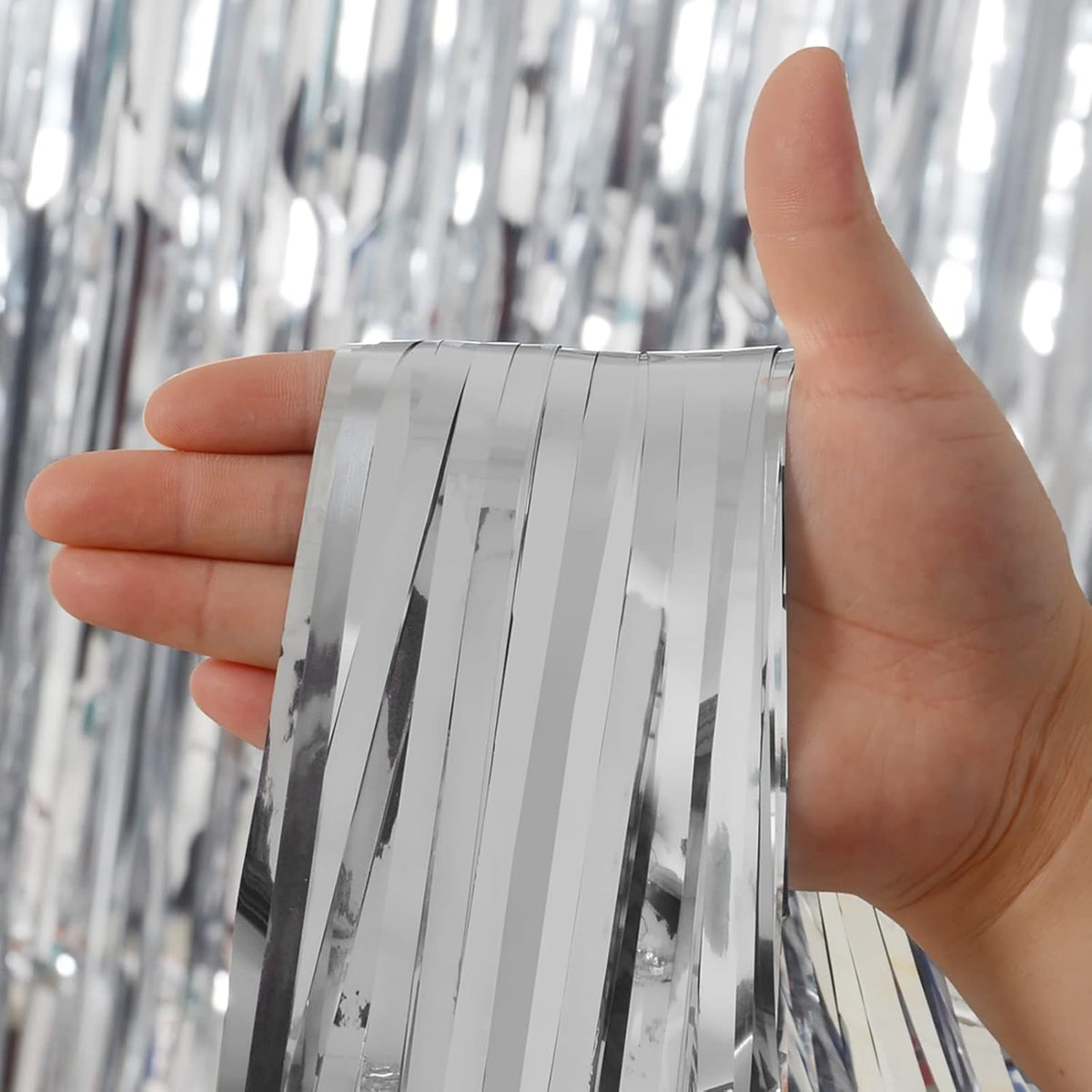 Foil Fringe Curtains Party Decorations - Melsan 3 Pack 3.2 x 8.2 ft Tinsel Curtain Party Photo