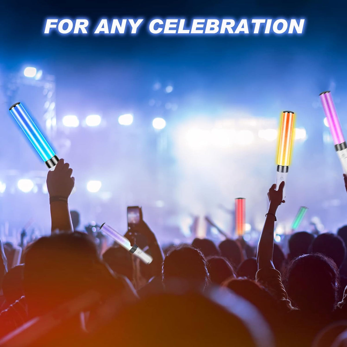 Lewtemi 2 Pcs 15 Color K-pop Concert Lightstick Reusable 2 Modes Multicolor Idol Concert LED