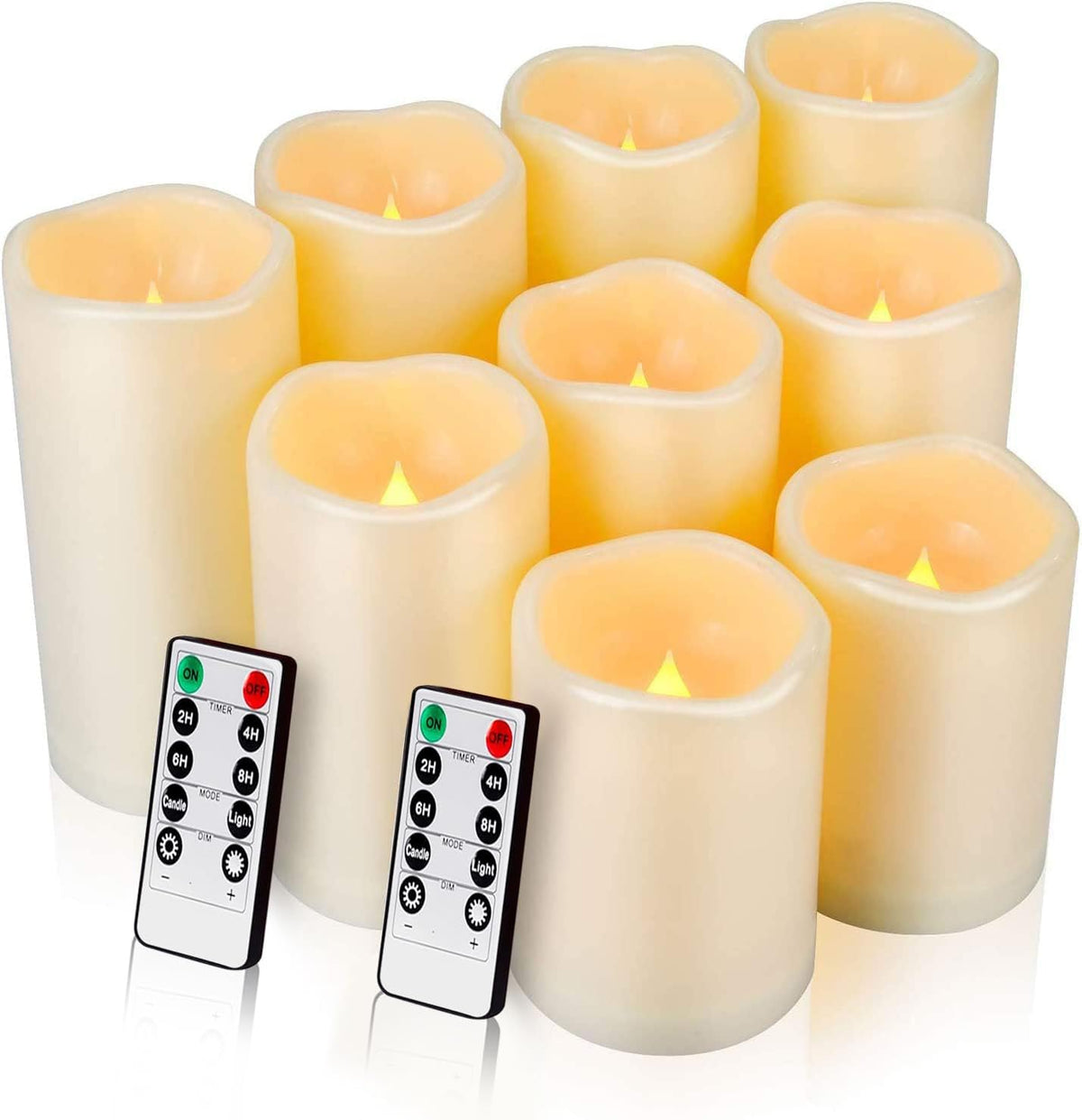 9pcs Flameless Flicking LED Candles with Remote, Battery Operated Candles, Electric Candle for