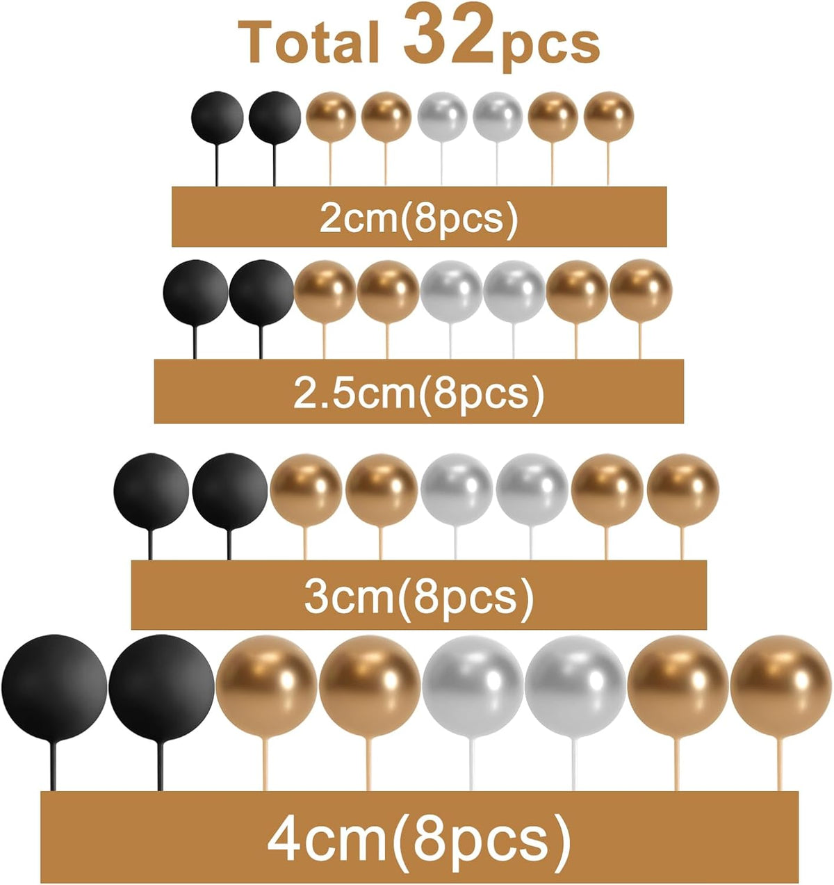 ASTARON 32 Pcs Ball Cake Topper Decorations Mini Balloons Cake Topper Sticks Foam Balls Cake Picks