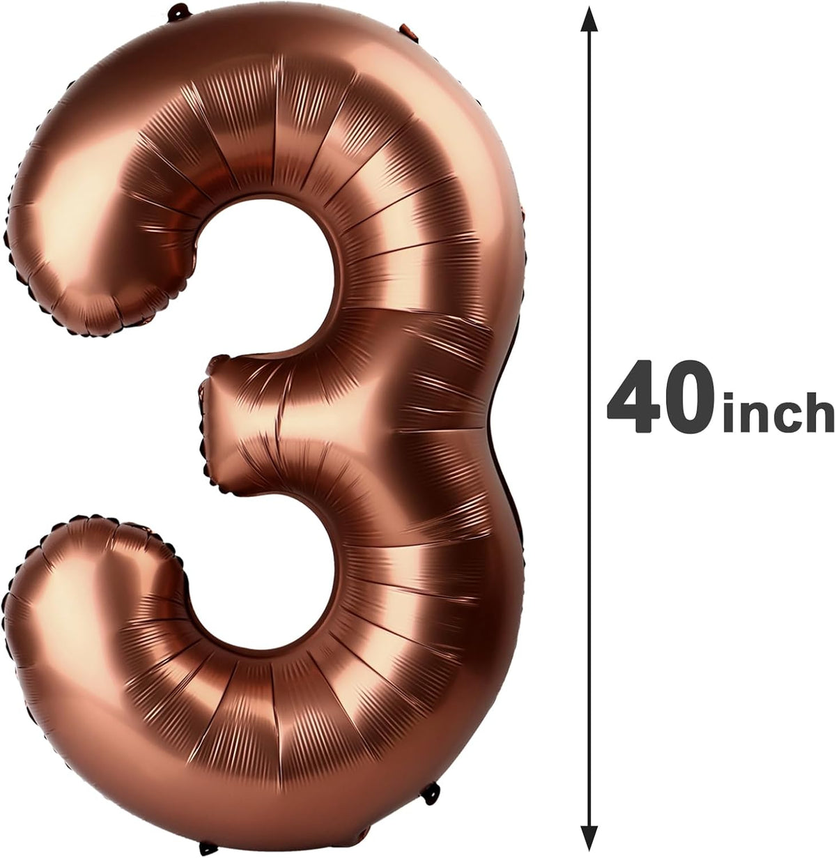 40 Inch Dark Brown 3 Large Number Balloon, 3 13 23 30 33 36 Coffee Brown Birthday Party