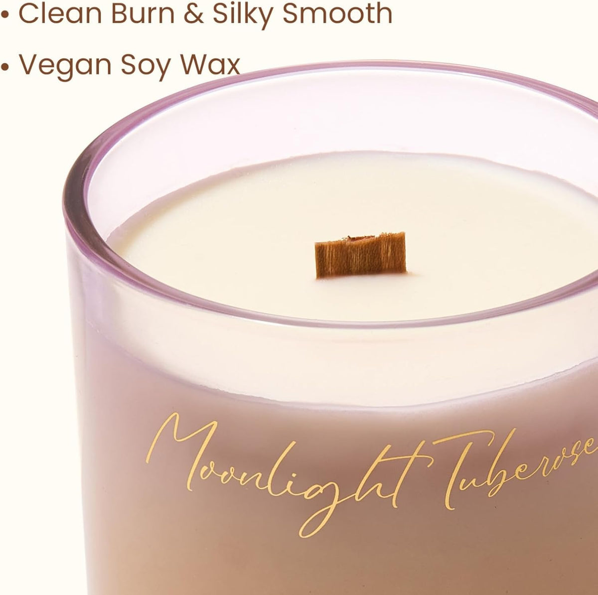 M&SENSE 16.6oz Natural Soy Large Jar Candle with Wooden Wick | Moonlight Tuberose Scent | 95-Hour