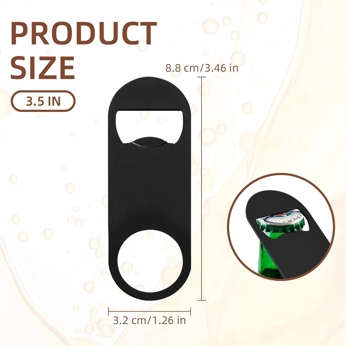 100 Pack Flat Beer Bottle Opener 3.5 inch Stainless Steel Flat Bottle Opener Black Beer Bottle