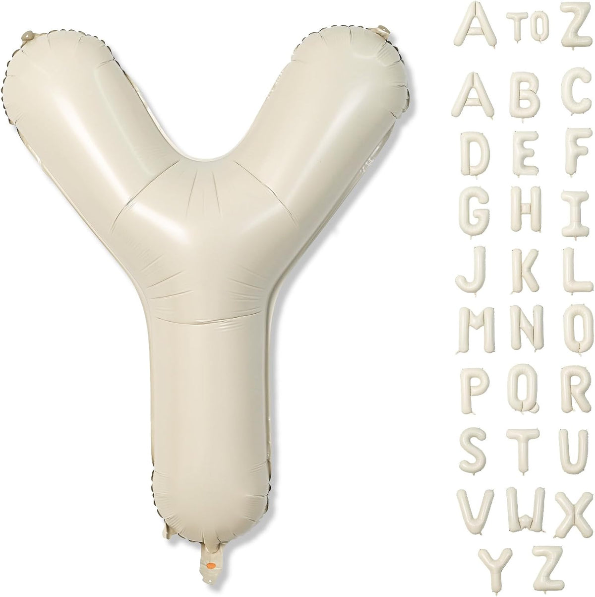 Cream Y Letter Balloons, 40 Inch Alphabet Foil Name Beige Balloon, Large Self Inflating Balloon