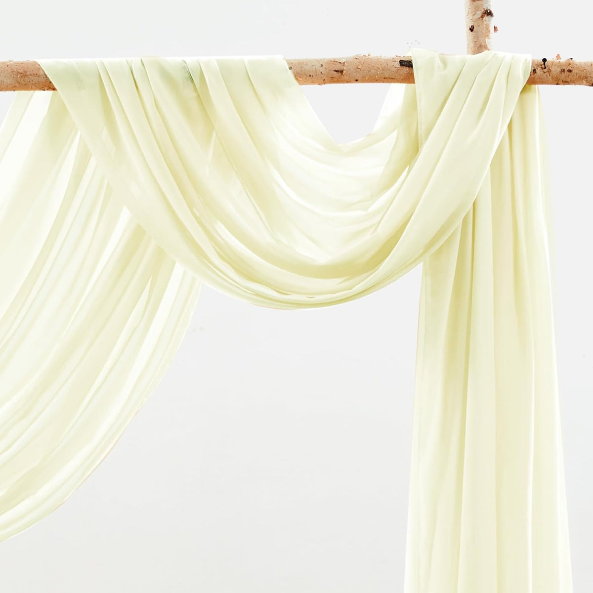 PARTISKY Wedding Arch Draping Fabric, Ivory Sheer Backdrop Curtain Chiffon Fabric Drapery for