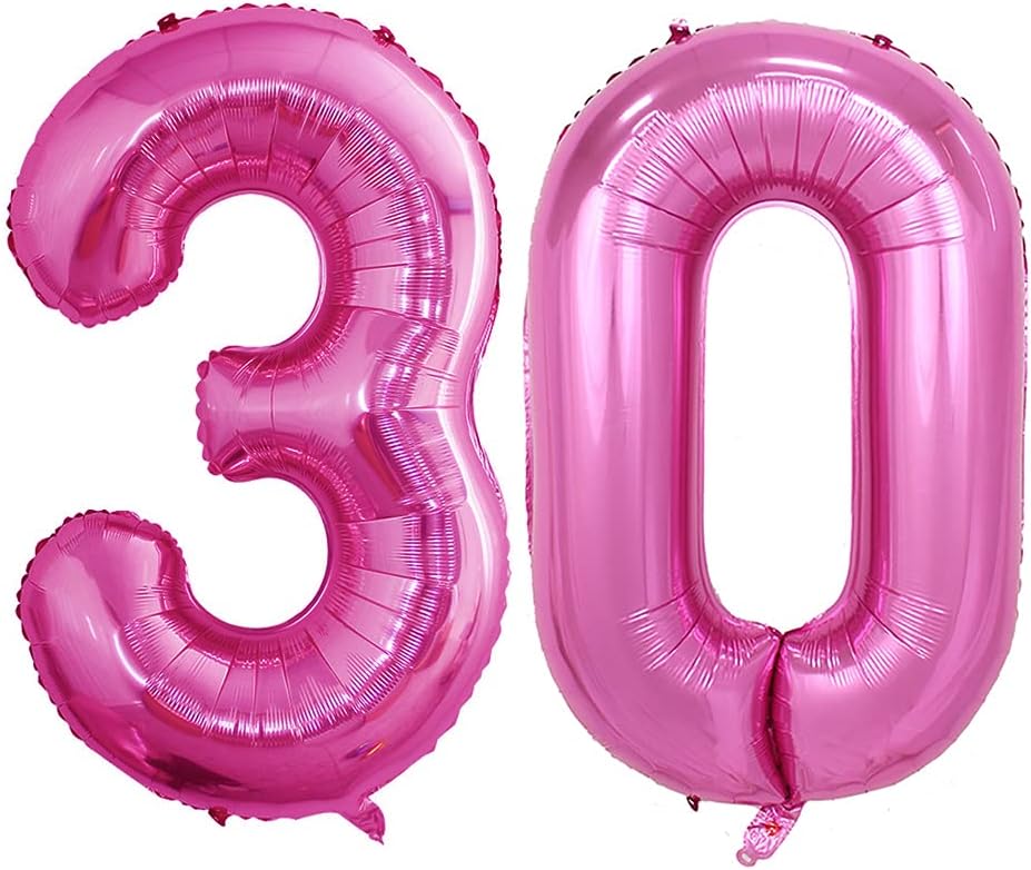 GOER Number 30 Balloons for 30th Birthday Party Decorations,42 Inch Jumbo Foil Helium Balloons for