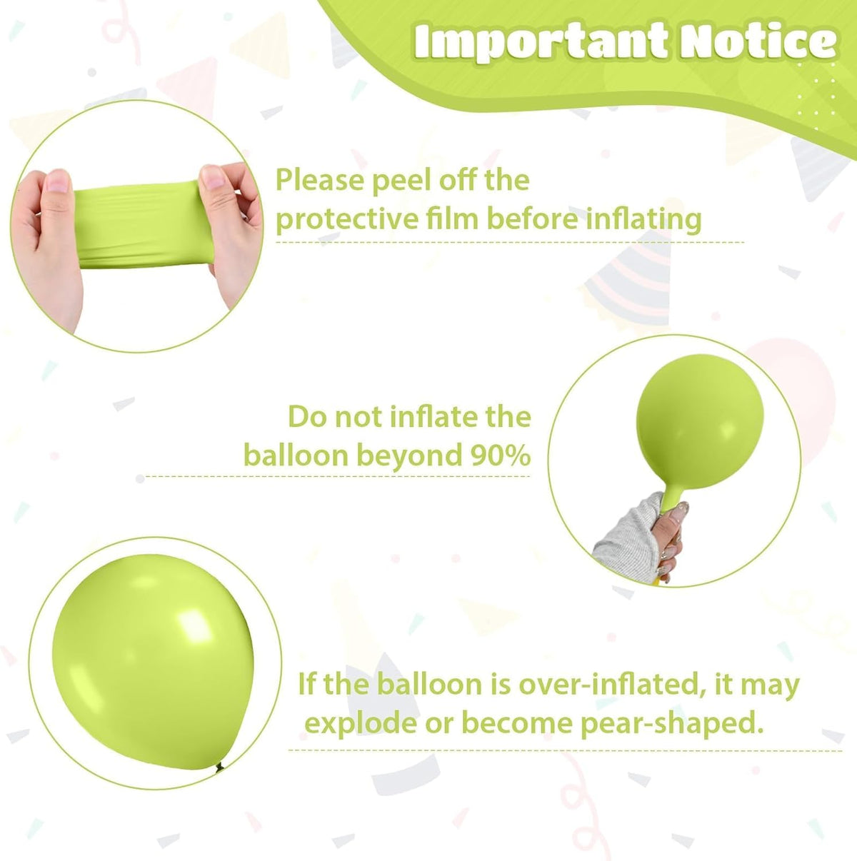Green Orange Black Balloons, 12 Inch Fruit Green Orange Teal Black Confetti Latex Balloons for Boys