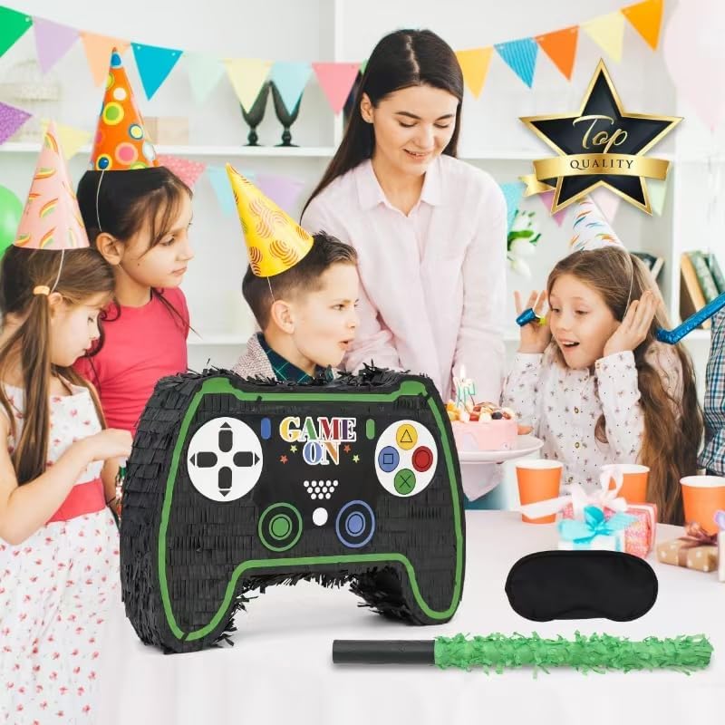 Video Game Controller Pinatas Bundle with a Blindfold and a Bat(16.5 x 12 x 3.5 Inches), Perfect
