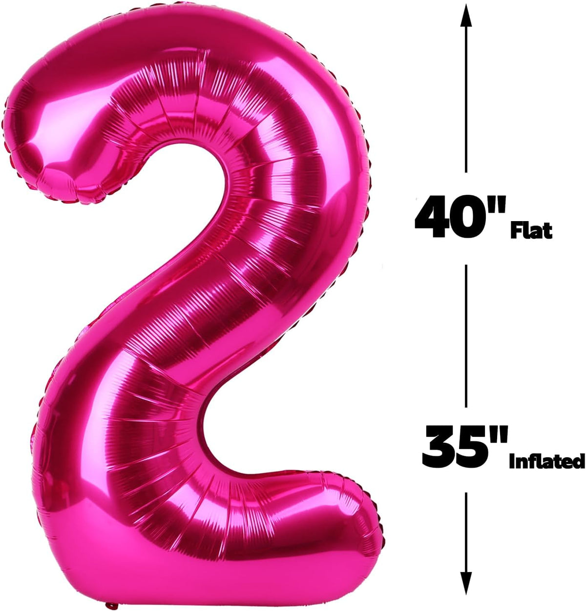 40 Inch Big Hot Pink Number 2 Balloon Birthday Decoration, Number 2 Helium Balloon 12 20 22 23 24