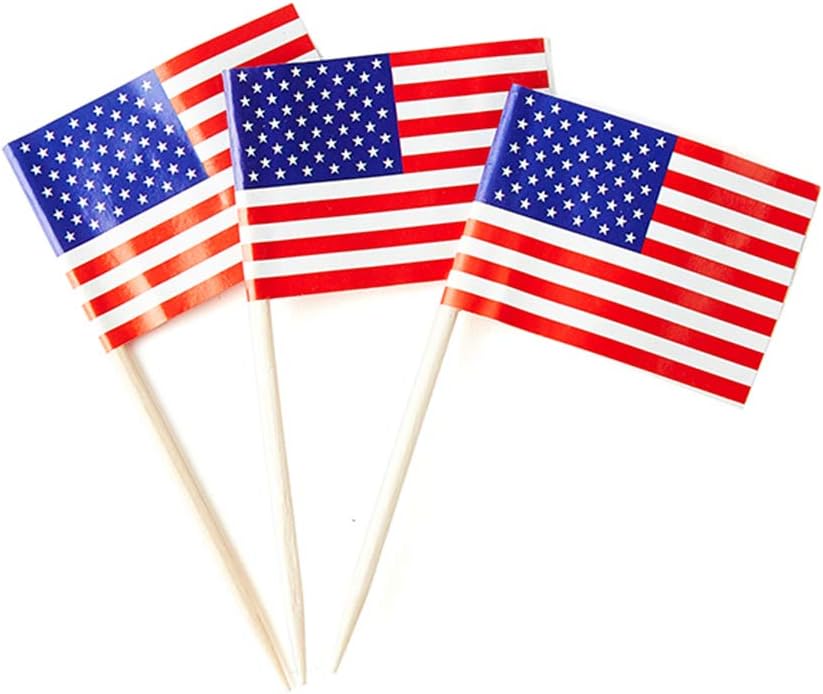 American Flag USA Flag, Small Mini American Toothpick Flags for Food, Cupcakes, Cocktails