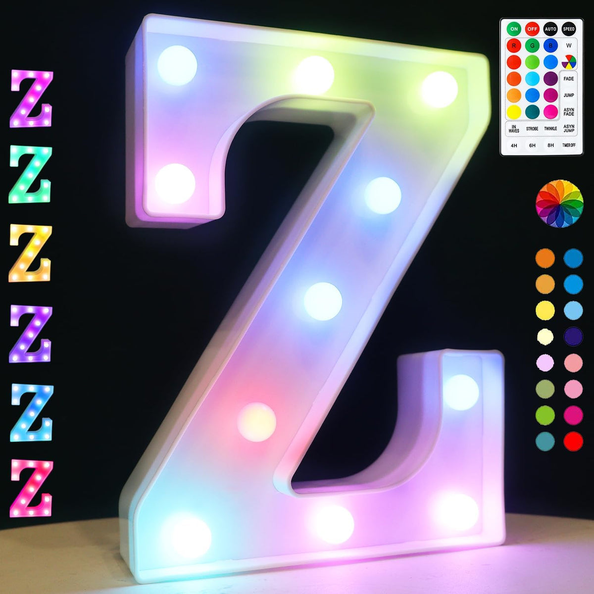 Light Up Colorful LED Marquee Letter lights, 18 Colors Changing Alphabet Letters Sign with Remote