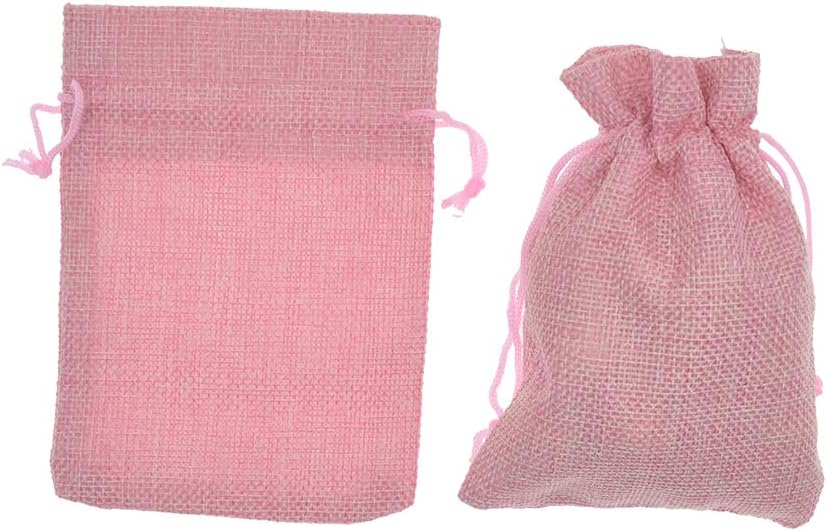20Pcs Drawstring Burlap Bags 2.7 x 3.5 Inch, Pink Jute Sacks Jewelry Gift Pouch Christmas Candy