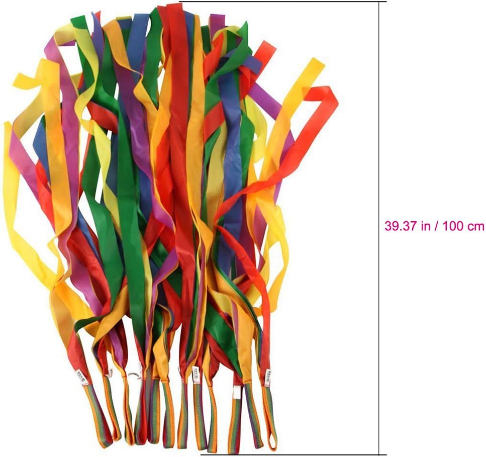 Rainbow Dance Ribbons, 12PCS Rhythm Ribbon Streamers for Kids Children Adults - Bright &