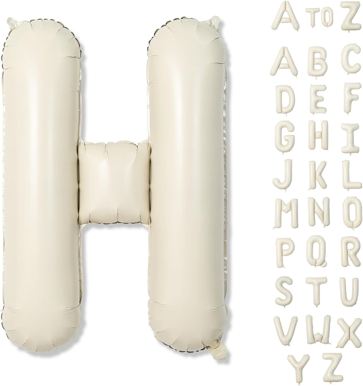 Giant Alphabet H Foil Name Balloons, Cream Ivory White Inflatable Word Balloons H Letters Birthday
