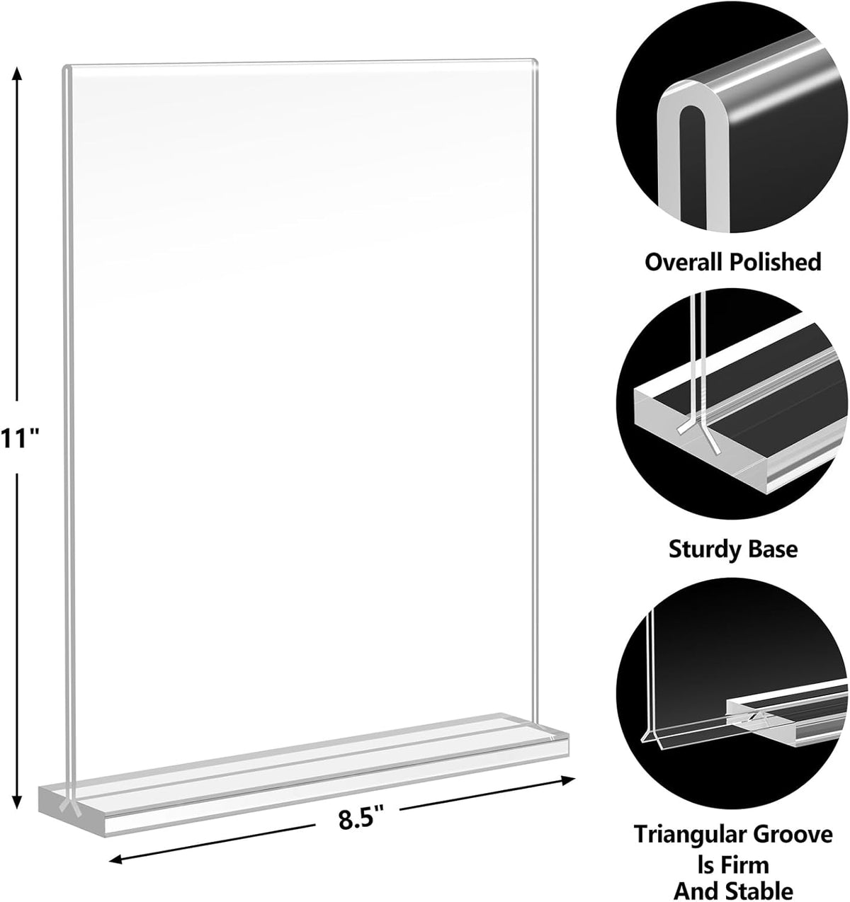 Acrylic Sign Holder 8.5 x 11, Double Sided Sign Holder Stand, Plastic 6 Pack Table Paper Stand