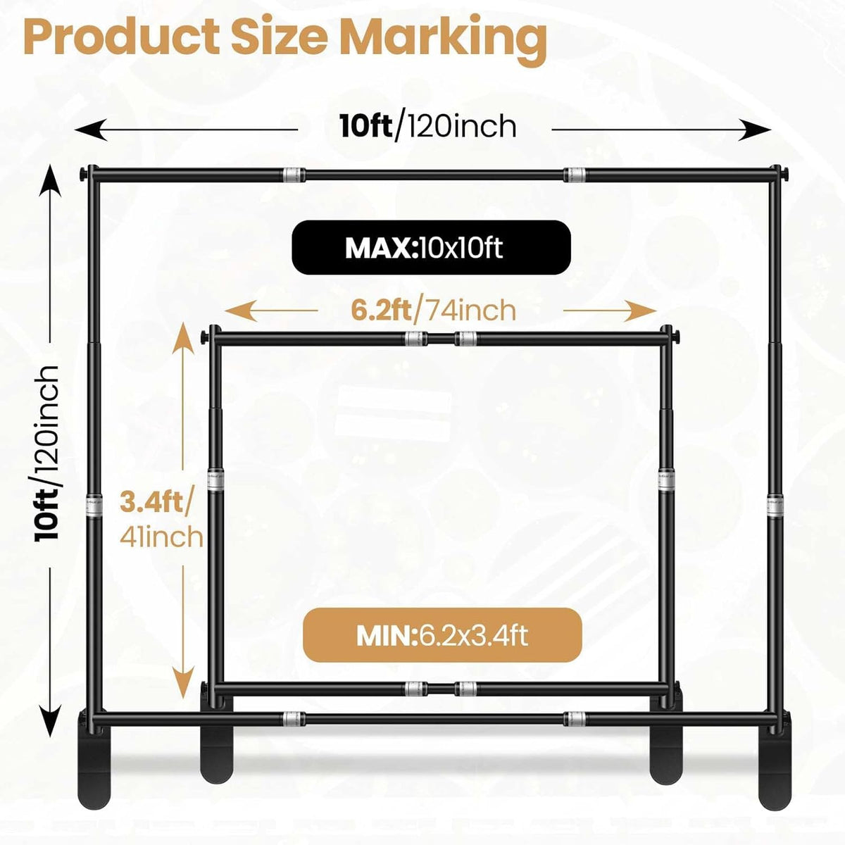 Jiang&Rong 10x10ft Heavy Duty Backdrop Stand Kit - Adjustable Step and Repeat Photo Banner Stand