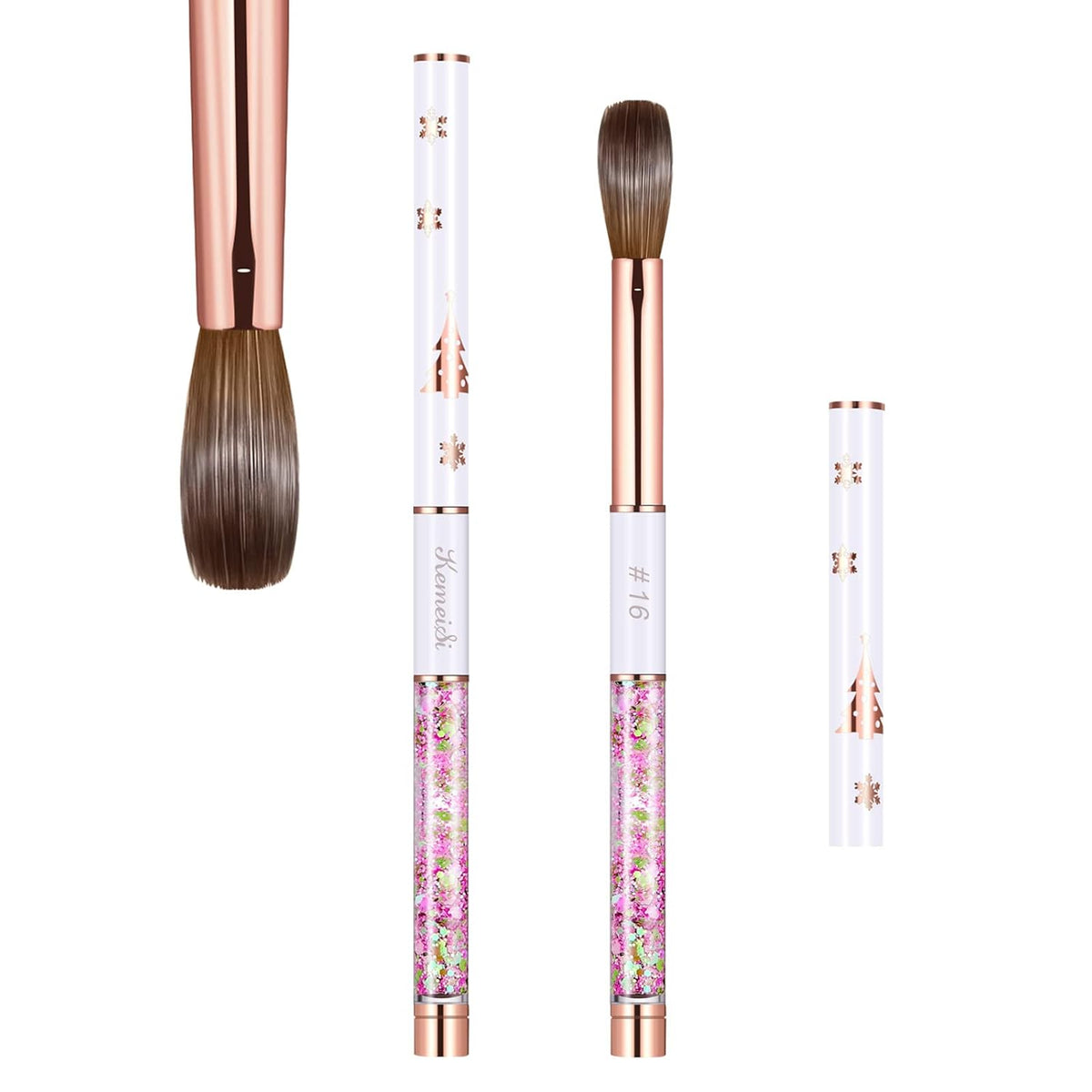 Acrylic Nail Brush Size 16,KEMEISI 100% Pure Kolinsky Nail Art Brushes Sturdy Handle Oval Shaped