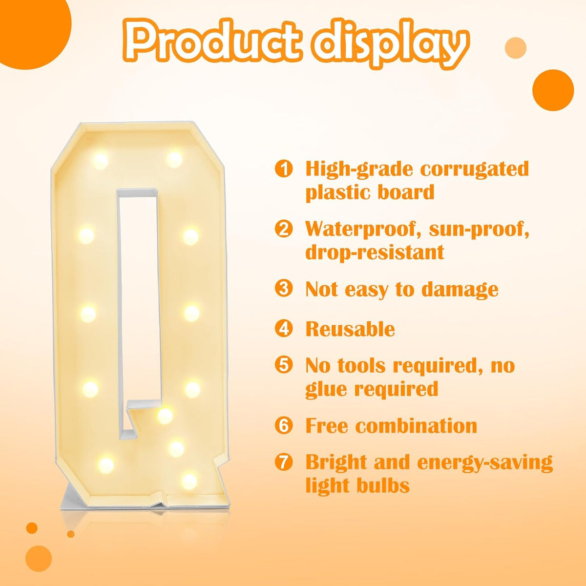 4ft Marquee for Letters Q, Large Light up Letters, Multifunctional Large Marquee for Letters 4 Feet