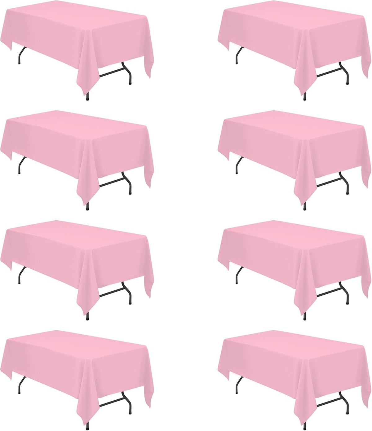 BRILLMAX 8 Pack Pink Tablecloths for 6 Foot Rectangle Tables 60 x 102 Inch - 6ft Rectangular Bulk