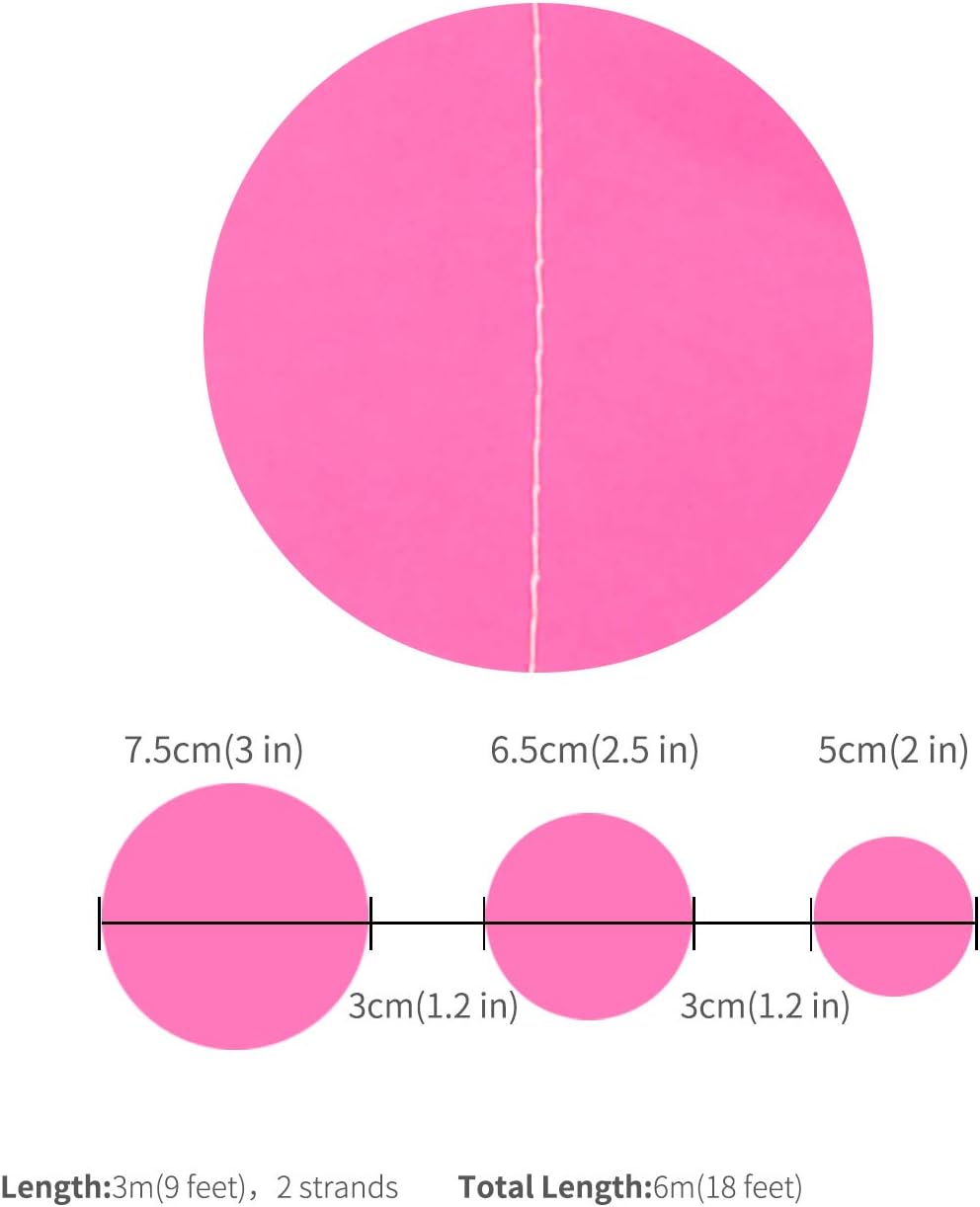 Hot Pink Paper Garland Circle Dot Party Banner Wall Streamers Backdrop Ceiling Hanging Decorations