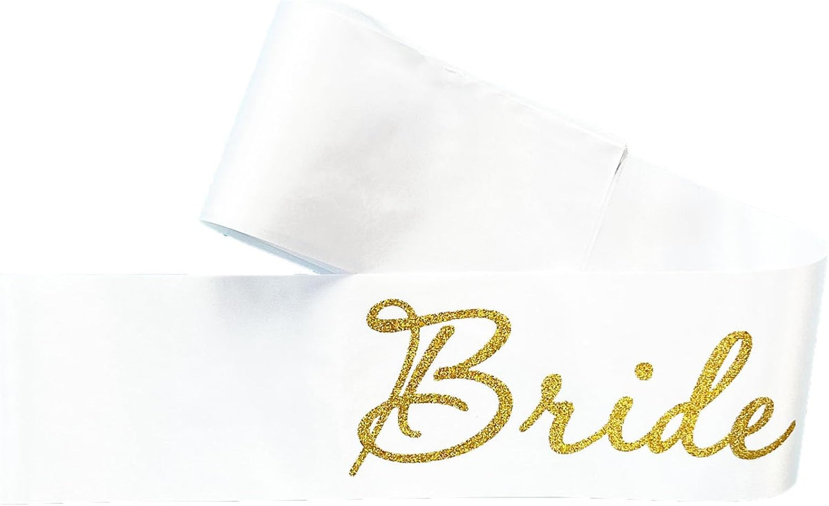 White Bride to Be Sash for Bridal Shower Bachelorette Party Wedding Hen Party Decorations