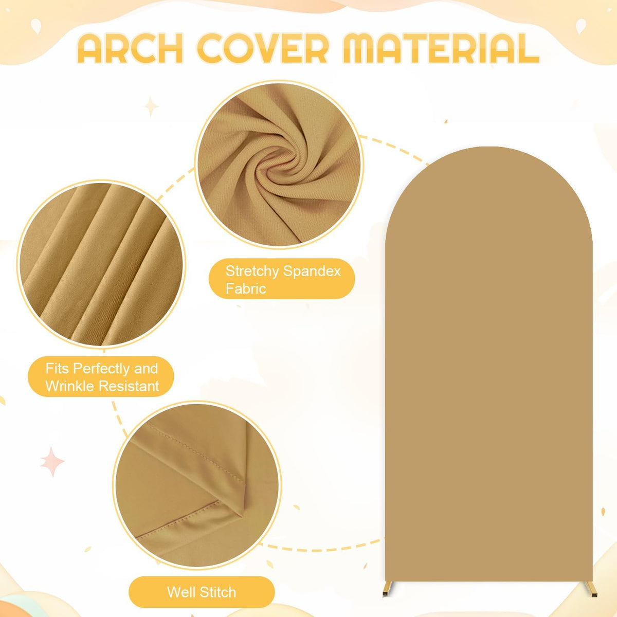 FUHSY Metal Arch Backdrop Stand and Cover Set Party Arch Stand 7.2FT Arches Backdrop Cover Wedding