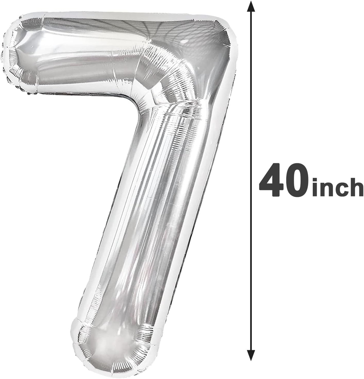 Silver Number 7 Birthday Balloon 40 Inch, Digital Balloons for 7 17 27 70 77 Party Celebration