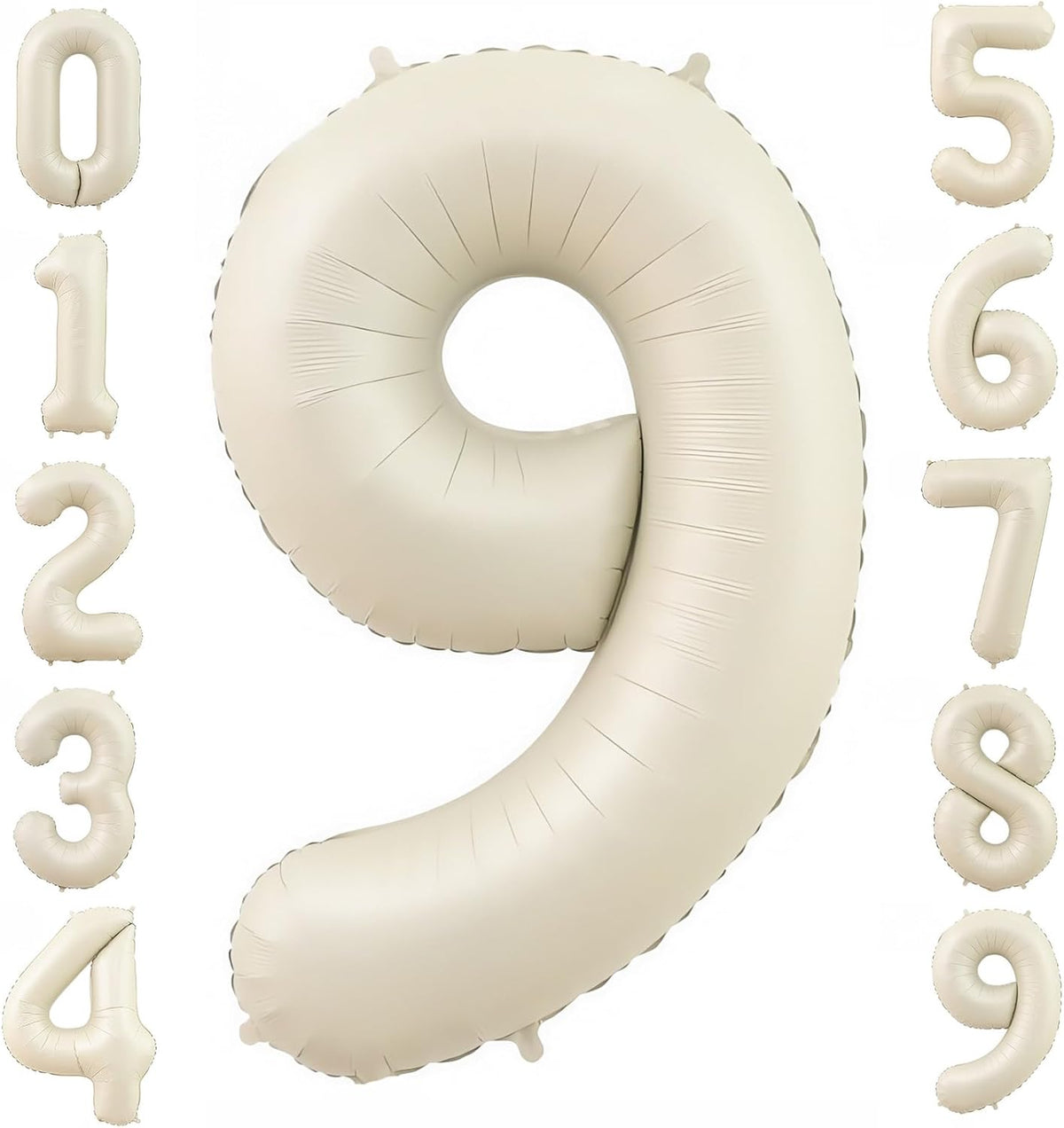 Cream 9 Balloon Number 40 Inch Cream White Number 9 Balloon Helium Mylar 9 Balloon for Birthday