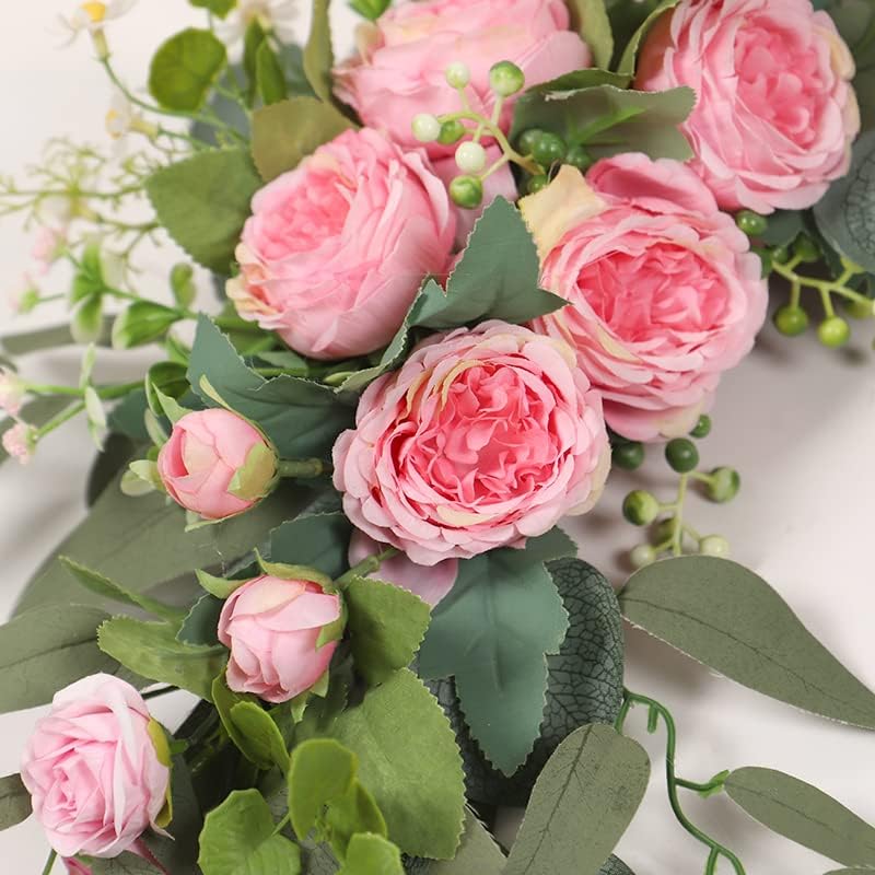 H&W 2pcs Artificial Wedding Arch Flowers for Wedding Sign, Floral Swag Dusty Decor for Reception