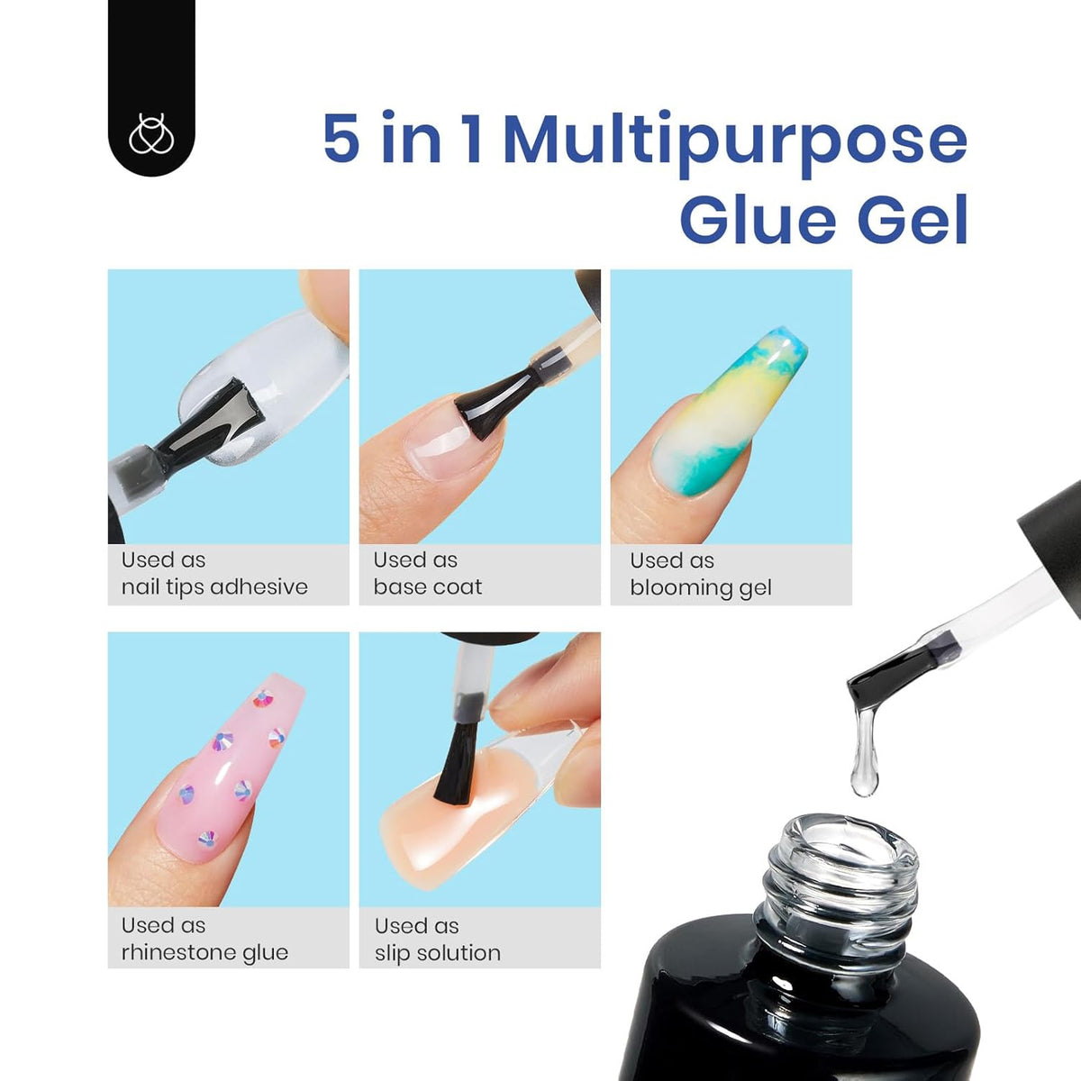 Beetles Gel Nail Kit Easy Nail Extension Set with 500Pcs Nail Tips Coffin Shape 5 In 1 Nail Glue