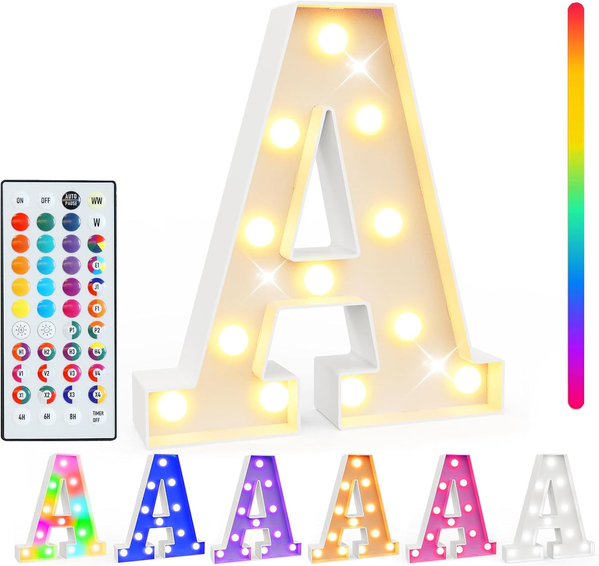 Pooqla Colorful Light Up Letters with Remote, Upgraded 35 Colors LED Marquee Letters, RGB Lighted