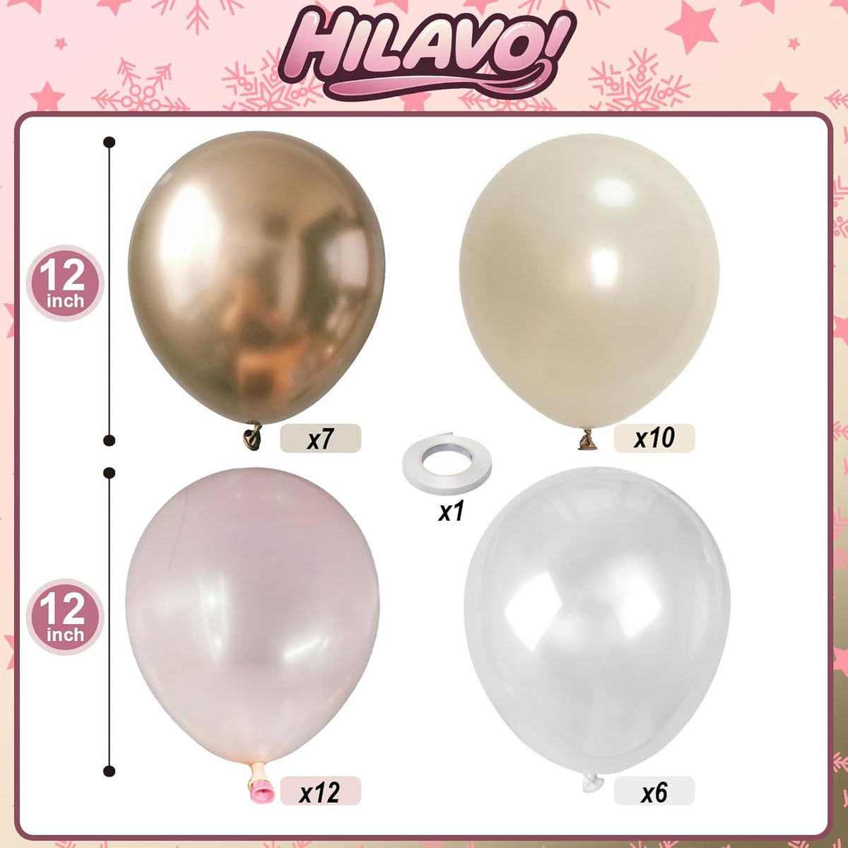 Dusty Pink and Gold Balloon, 12 Inch Double Stuffed Pearl Pastel Blush Pastel Pink Light White