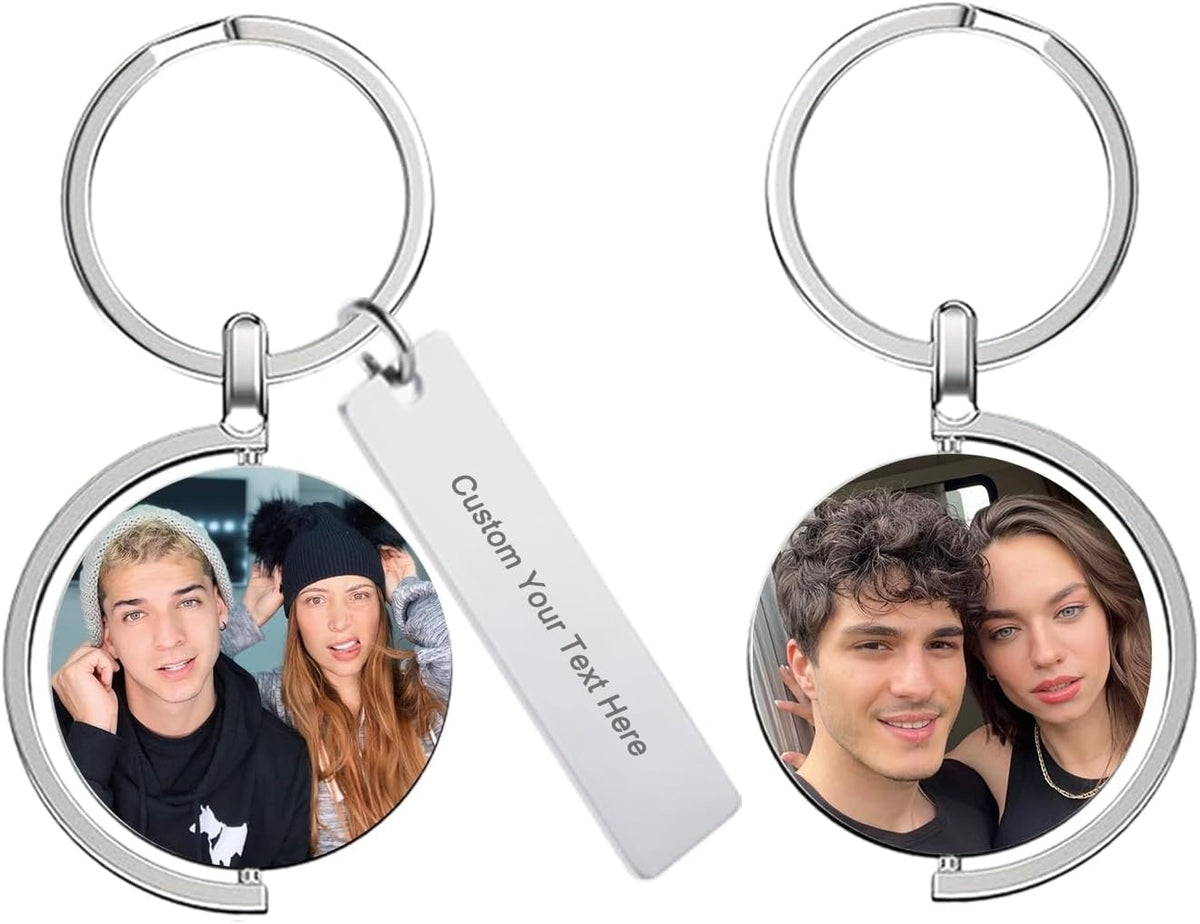 Custom Keychain with Picture Double-sided Personalized Photo Text Keychain, Gift for Anniversary
