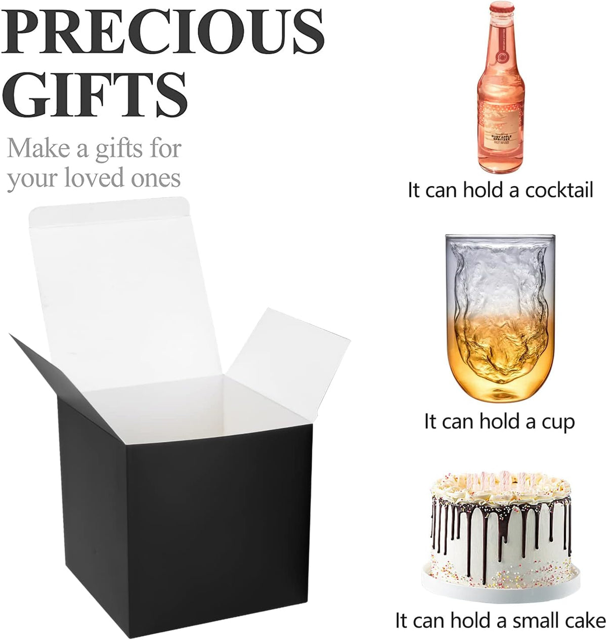 COTOPHER Small Gift Boxes 25 Pack 6x6x6 inches Black Gift Boxes with Lids for Gifts, Crafting