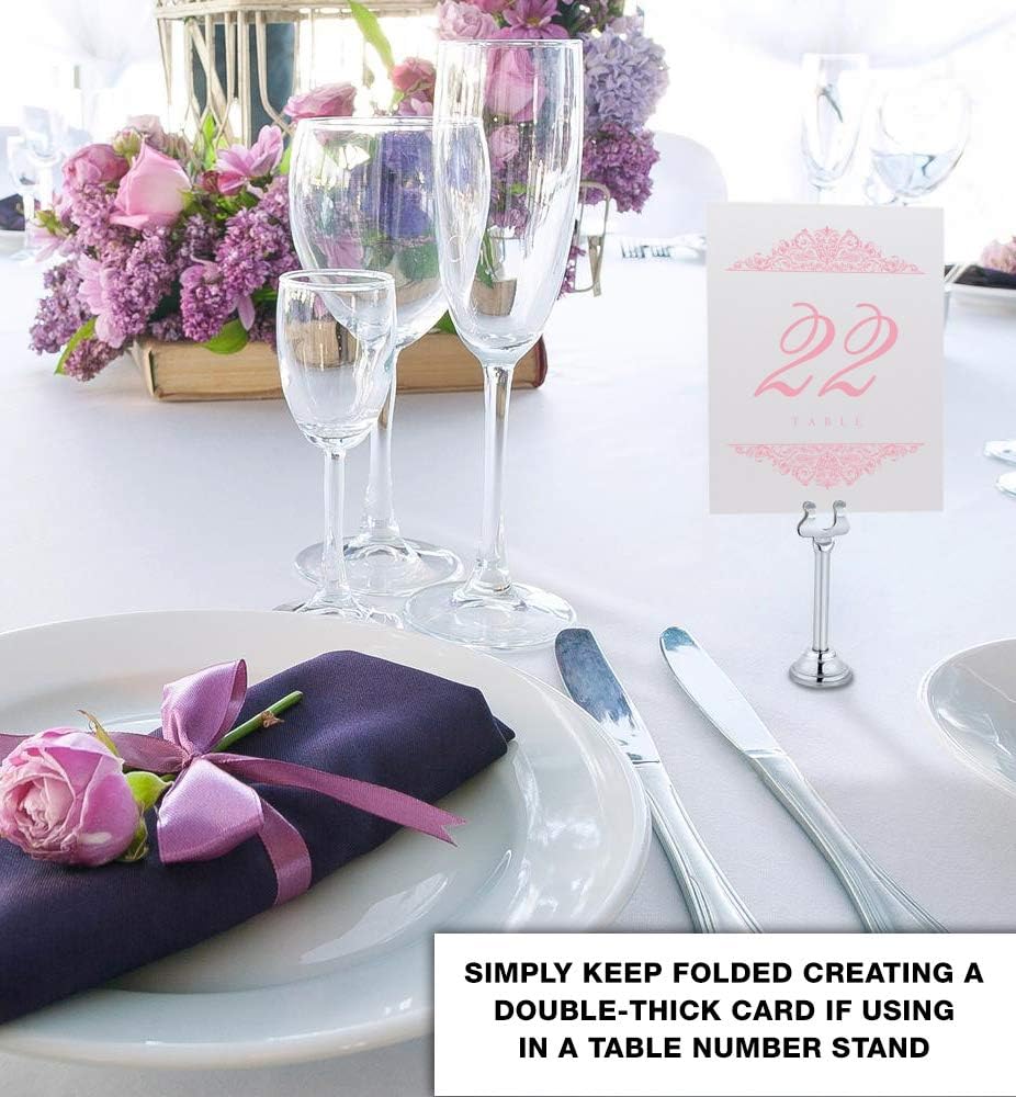 Paisley Wedding Table Numbers (Select Color/Quantity), Champagne, Pink, 1-150, Double Sided, Tent