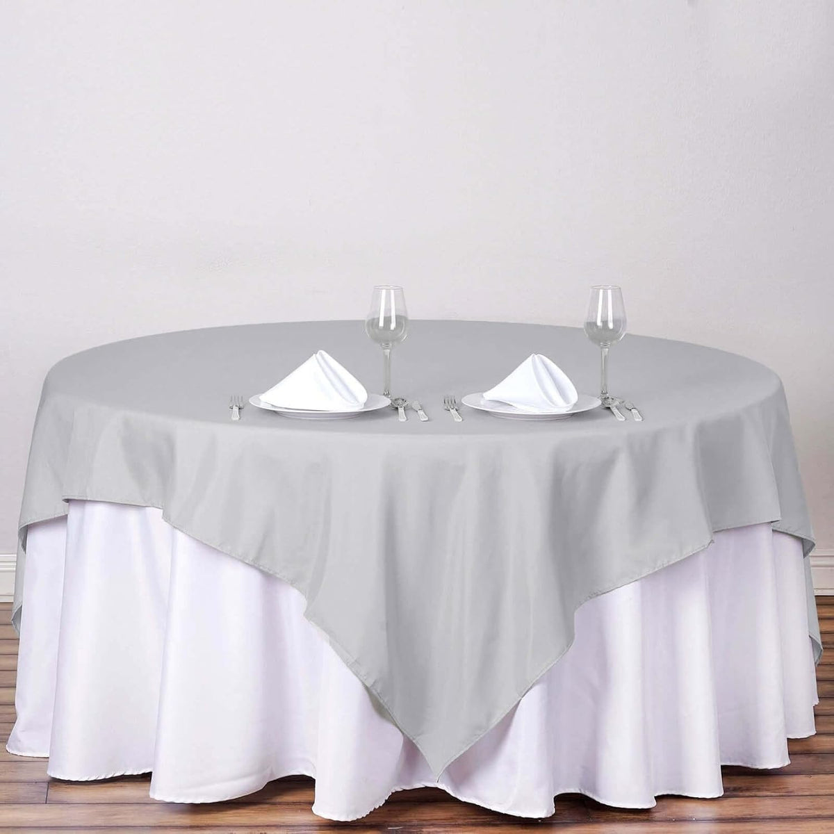 Efavormart 70" Square Linens Silver Wholesale Linens Polyester Square Linen Tablecloth for Wedding