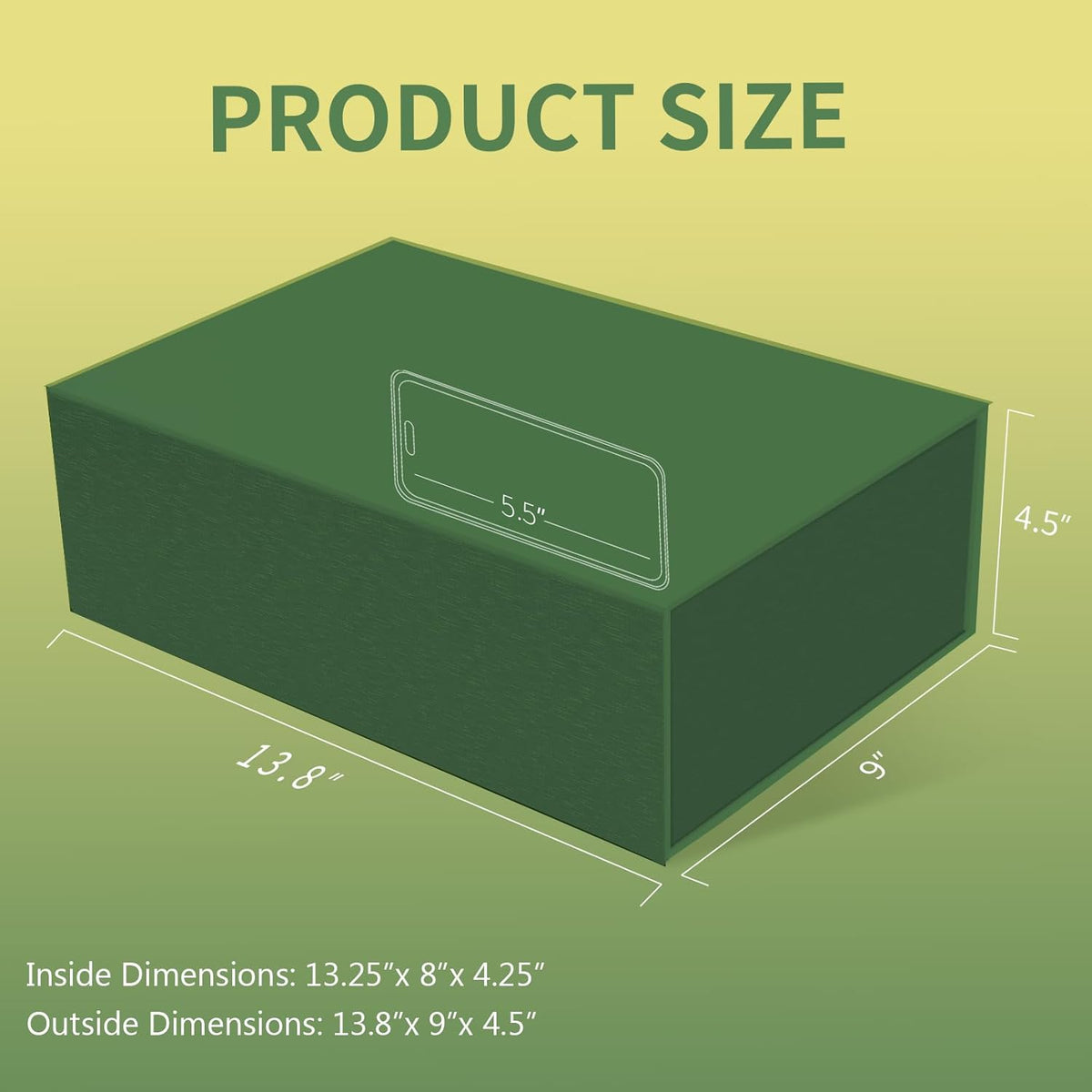 Rinrda Large Green Gift Box,13.75"x9"x4.5", Gift Boxes with Magnetic Lids for Presents Closure Gift