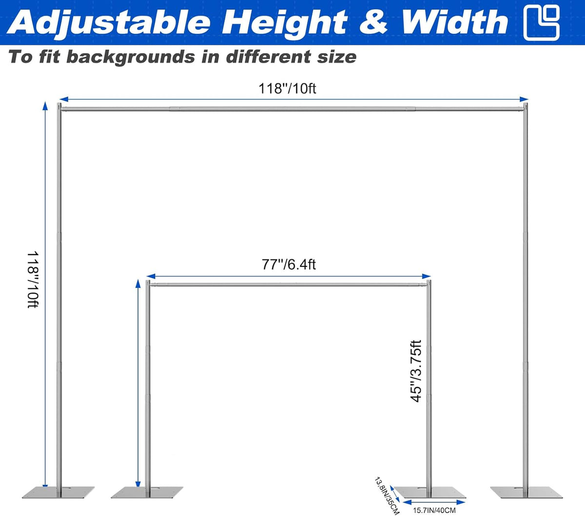 Pipe and Drape Backdrop Stand 10ftx10ft Adjustable Background Support System Heavy Duty Background