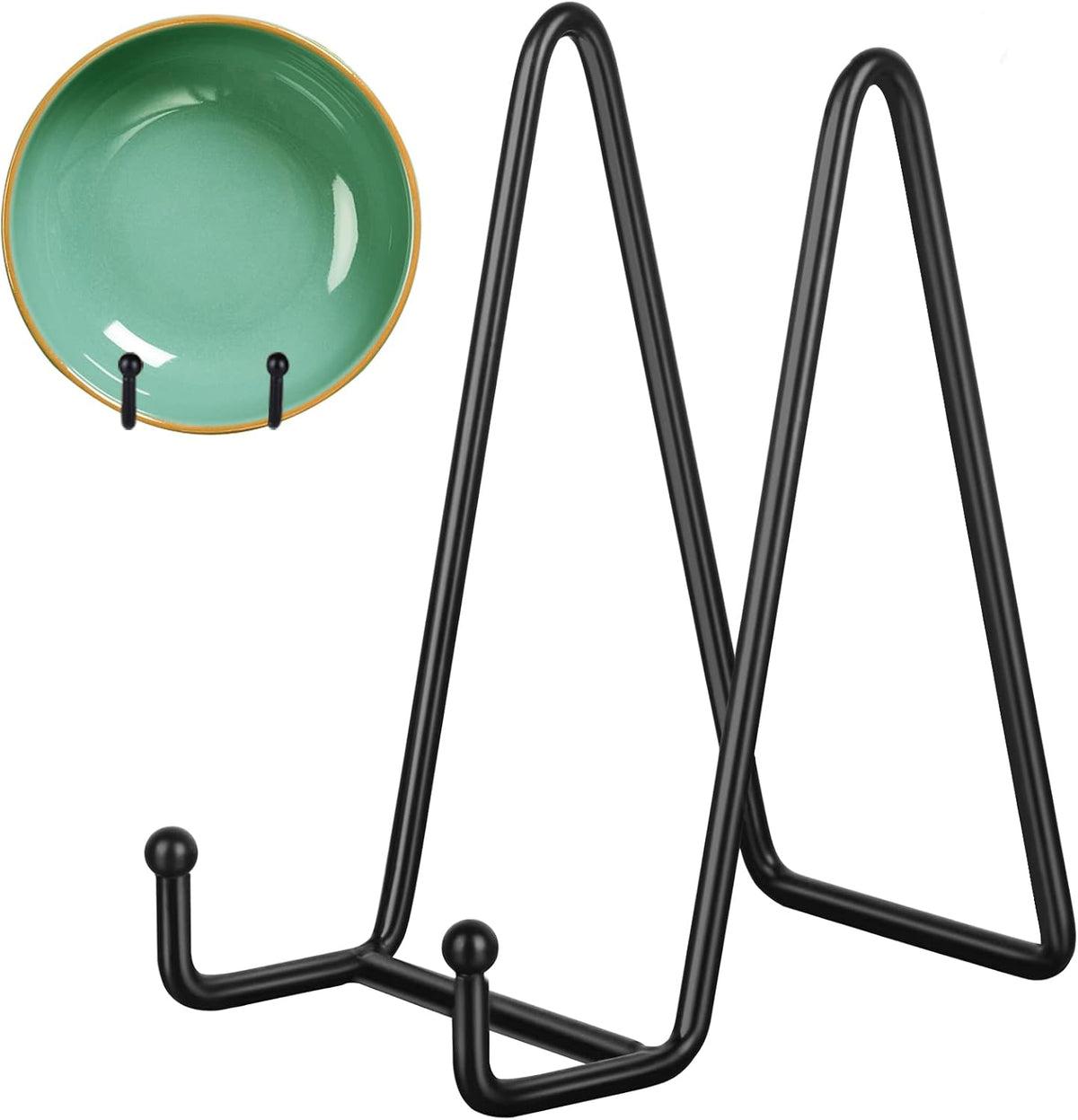 Decolore 6 Inch 5 Pack Black Metal Display Stands Plate Holder Display Stands for Picture