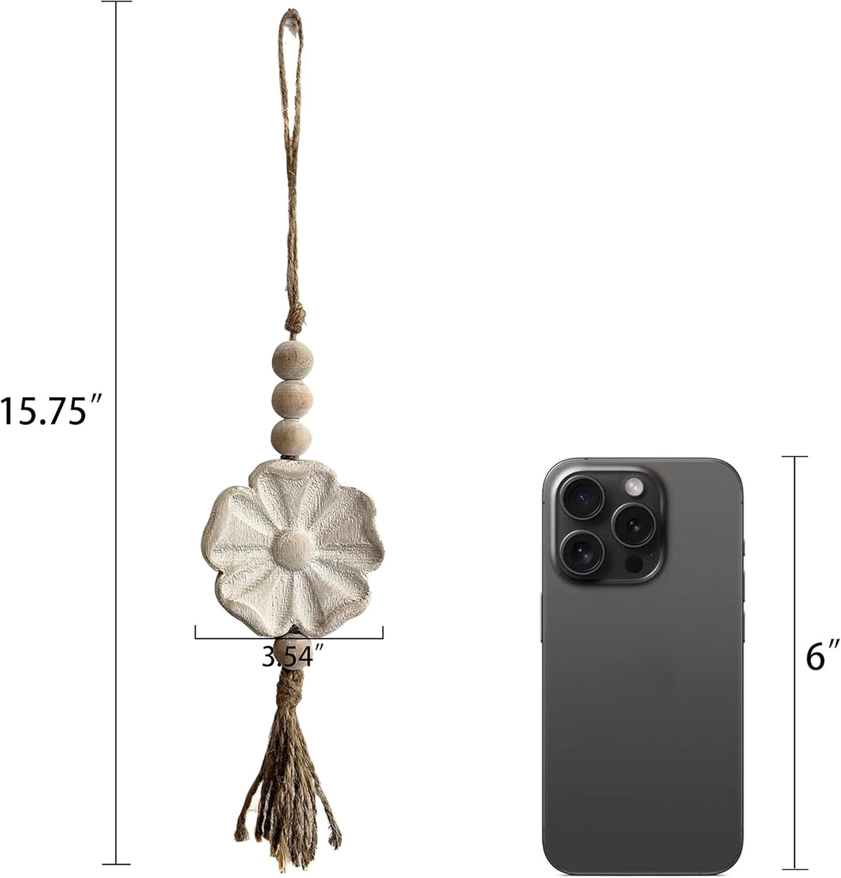 2pcs Carved Floral Tassels with Farmhouse Wood Beads - Multi-Functional Wall Decor Tray Home