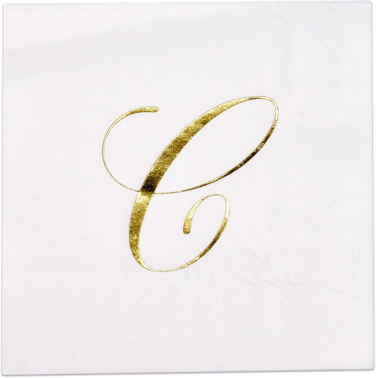 Gift Boutique 100 Gold Monogram Cocktail Napkins Letter C Disposable Paper Pack Elegant Metallic