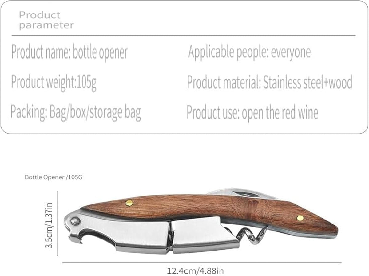 Professional Waiter Corkscrew Wine Key for Bartenders Set of 3,With Long Rosewood Handle Stainless