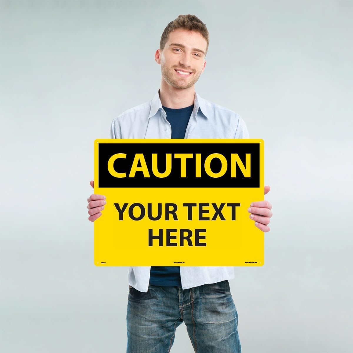 Custom OSHA Style Caution Sign 18" x 24" Aluminum Sign, Customizable "Your Text Here", by