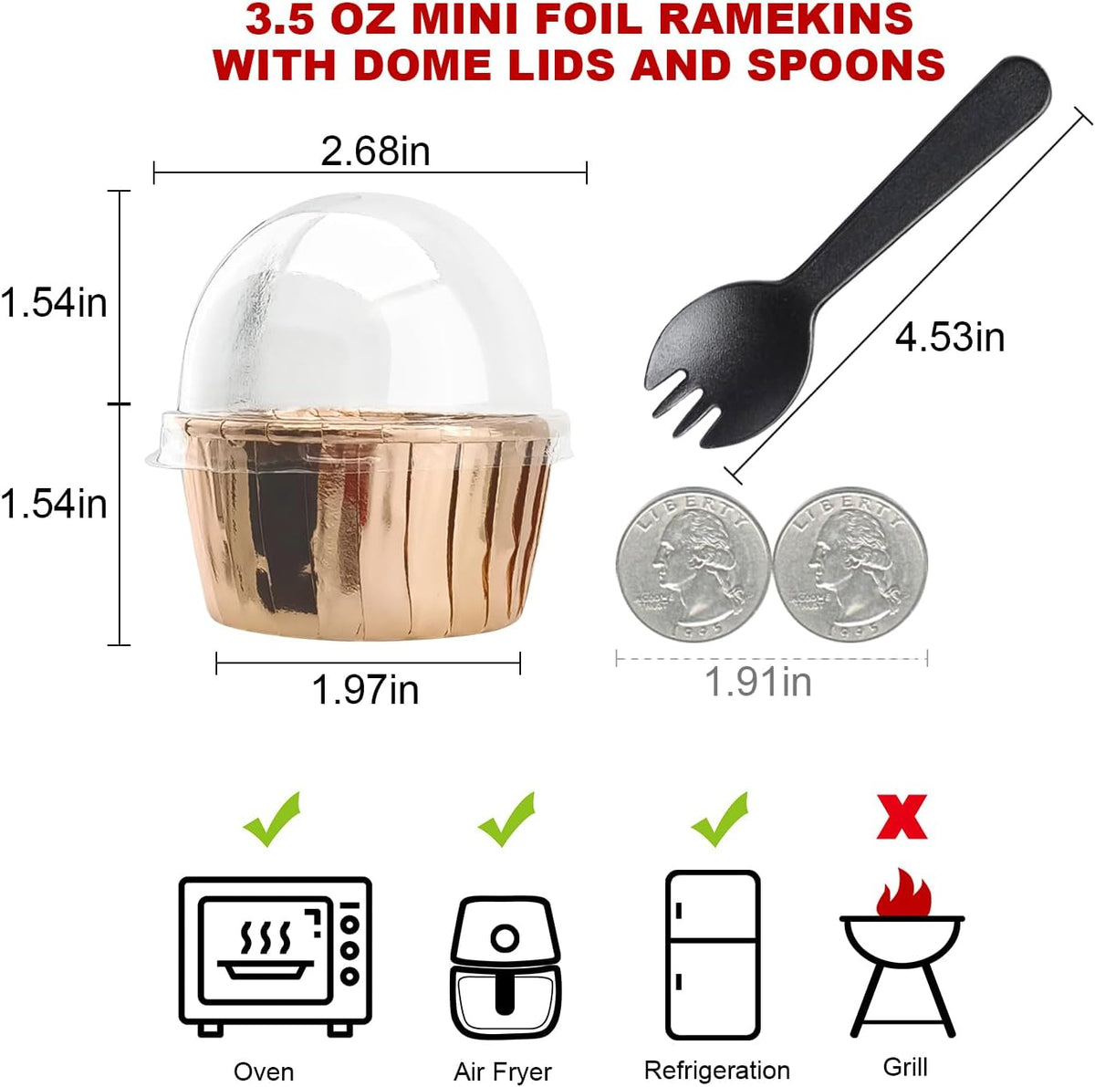 Foil Cupcake Liners with Lids 100Pack,Free-Air 3.5Oz Mini Muffin Liners Cupcake Baking