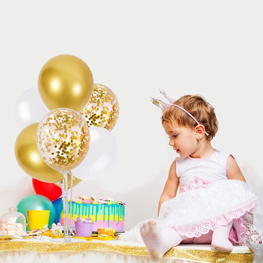 TONIFUL 4 White Gold Party Decorations Balloon Stand Centerpiece Table Decorations for Birthday